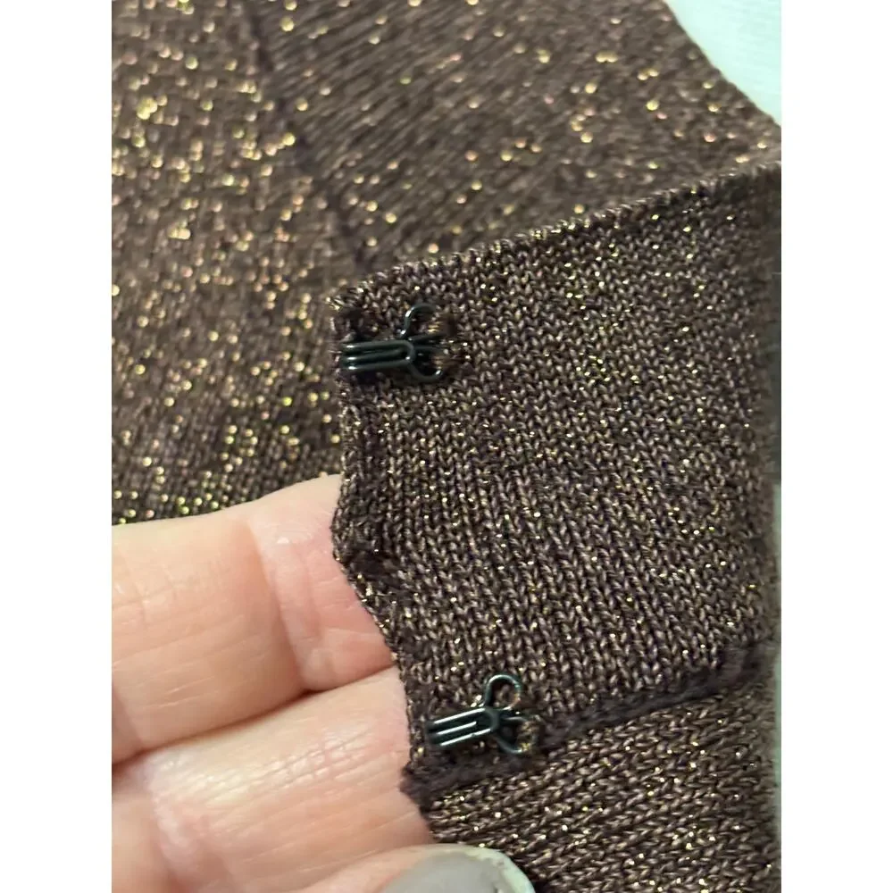 Michelle Antonelli Silk Blend Metallic Bolero Shrug Brown Gold Shimmer Small - Picture 8 of 14